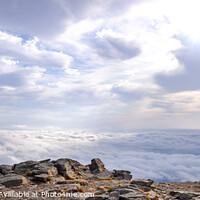 Buy canvas prints of A day above the clouds at the top of the Peñarala mountain in Madrid, a mountaineering and adventure excursion. by Joaquin Corbalan