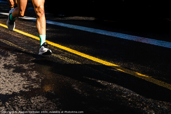 Running athletes have powerful quadriceps and calf muscles for running on asphalt. Picture Board by Joaquin Corbalan