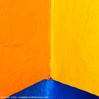Buy canvas prints of Abstract background of variable geometry and intense yellow and blue colors. by Joaquin Corbalan