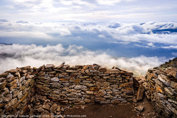 Stone shelter on top of the mountainous peak of Peñarala, in the Sierra de Guadarrama, Spain. Picture Board by Joaquin Corbalan