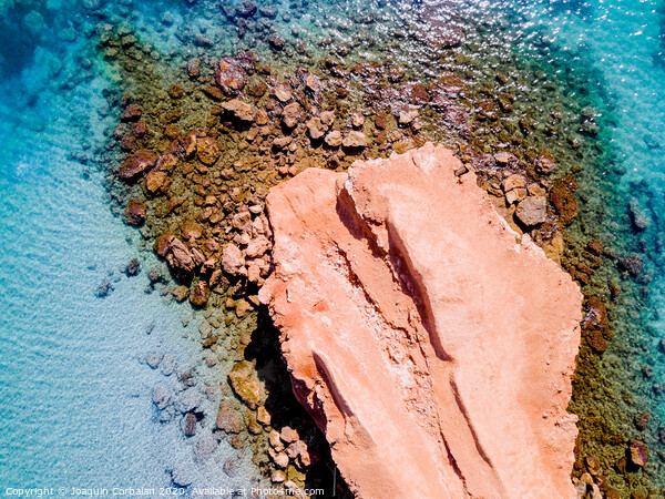 Transparent water Mediterranean coast with rocky bed, aerial view. Picture Board by Joaquin Corbalan