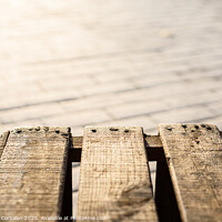 Buy canvas prints of Image with a box aged wooden planks with blur background with copy space. by Joaquin Corbalan