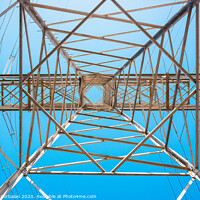 Buy canvas prints of Electricity is transported by thick cables attached to metal towers. by Joaquin Corbalan