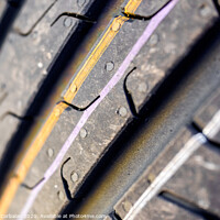 Buy canvas prints of Detail of the grooves of a new car tire. by Joaquin Corbalan