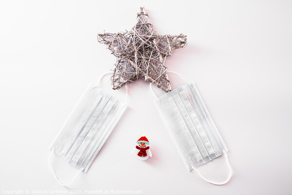 Sanitary masks and Christmas decorations for Christmas 2020. Picture Board by Joaquin Corbalan