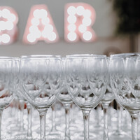 Buy canvas prints of Empty glasses on a bar counter for drinking alcohol. by Joaquin Corbalan