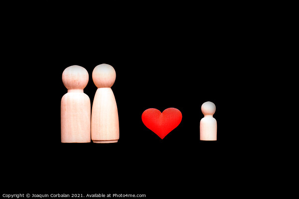 Wooden figures representing the love of the family, parents who  Picture Board by Joaquin Corbalan