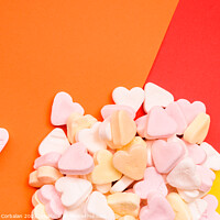 Buy canvas prints of Word love in English on a candy heart, sweet image for Valentine by Joaquin Corbalan