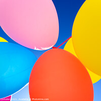 Buy canvas prints of Colorful balloons inflated against the sun, festive and joyful colorful background. by Joaquin Corbalan