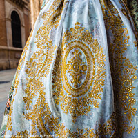 Buy canvas prints of Detail of the traditional fallera dress, with rich golden thread by Joaquin Corbalan