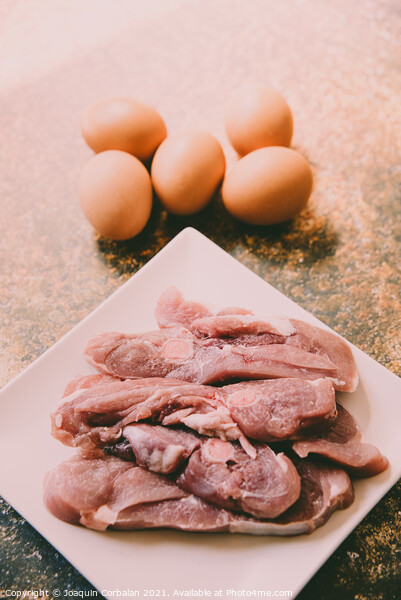 Raw meat and eggs for cooking Picture Board by Joaquin Corbalan