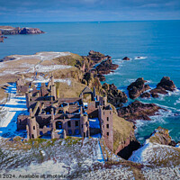 Buy canvas prints of Dusting of snow at Slains Castle by Myles Campbell