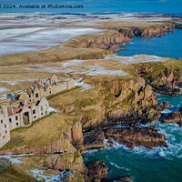 Buy canvas prints of Slains Castle under a light dusting of snow by Myles Campbell