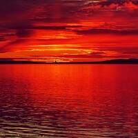 Buy canvas prints of Dramatic red sunset over Orkney  by Myles Campbell