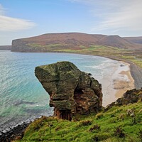 Buy canvas prints of Rock over Rackwick Bay by Myles Campbell
