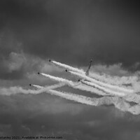 Buy canvas prints of  Red arrows flying in stormy clouds  by louise stanley
