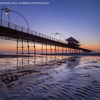 Buy canvas prints of Sun setting behind Southport Pier, Merseyside by Katie McGuinness