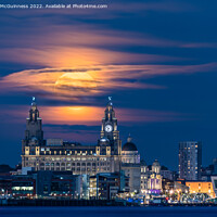 Buy canvas prints of Liver Building Moonrise by Katie McGuinness