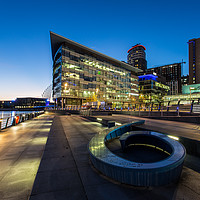 Buy canvas prints of Sunset at Media City, Salford Quays by Katie McGuinness