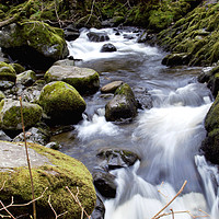 Buy canvas prints of Cascading water - upper Aira Force, Ullswater by Heather McGow