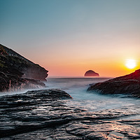 Buy canvas prints of Trebarwith sunset Portait by Warren Wise