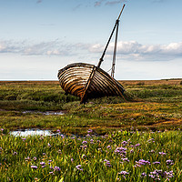 Buy canvas prints of Derilect Thornham Boat by Robbie Spencer