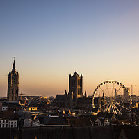 Buy canvas prints of Sunset over Ghent Belgium by Anthony Rosner
