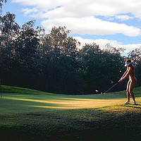 Buy canvas prints of Nude Glamour Model Golfer by Don Barrett
