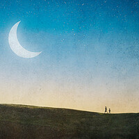 Buy canvas prints of A magical concept. Of a couple walking on a hill w by David Wall