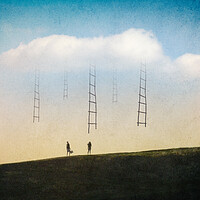 Buy canvas prints of A magical concept. Of a couple looking at ladders  by David Wall