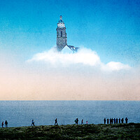 Buy canvas prints of A magical concept. Of people looking at a tower floating  by David Wall