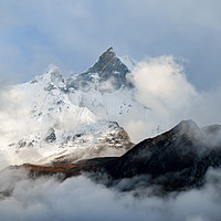 Buy canvas prints of The Holy mountain of Machapuchare, Nepal by David Wall