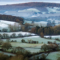 Buy canvas prints of Looking across the fields and woods of an English  by David Wall