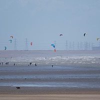 Buy canvas prints of Kite surfers at Camber Sands by Donna Joyce