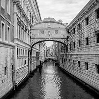 Buy canvas prints of Bridge of Sighs Venice Monochrome by Steve Thomson