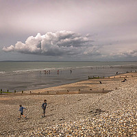 Buy canvas prints of East Wittering Beach - Cloudy Day by Steve Thomson