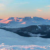 Buy canvas prints of Lochnagar winter sunrise by Mike Johnston