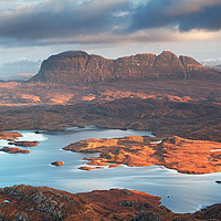 Buy canvas prints of Suilven from Stac Pollaidh at sunrise by Mike Johnston