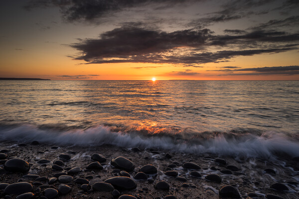 Sunset over Lundy Island from Westward Ho! Picture Board by Tony Twyman
