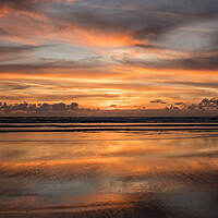 Buy canvas prints of Westward Ho! Reflective beach sunset by Tony Twyman