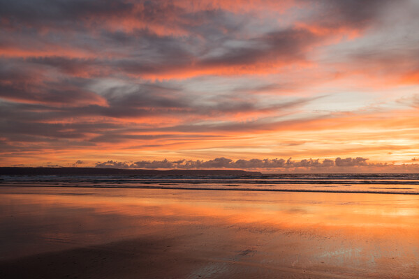 Sunset over Bideford Bay at Westward Ho! Picture Board by Tony Twyman