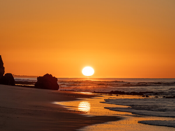 Sunrise on Praia Da Oura Picture Board by Tony Twyman