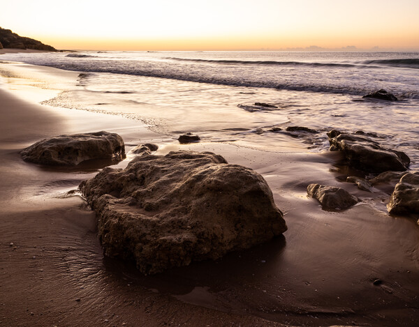 Sunrise on Oura Beach shoreline Picture Board by Tony Twyman