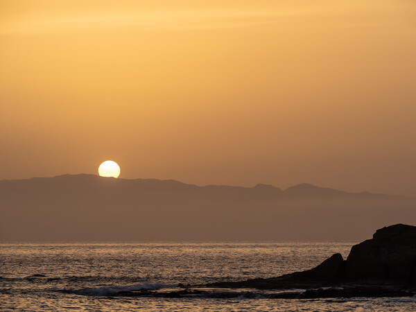 Sun setting behind La Gomera Picture Board by Tony Twyman