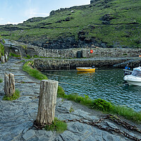 Buy canvas prints of Harbour wall at Boscastle by Tony Twyman