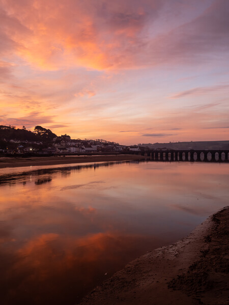 Sunrise over Bideford Town Picture Board by Tony Twyman
