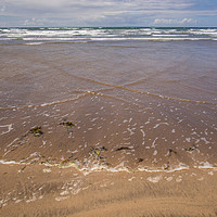 Buy canvas prints of Westward Ho beach with waves approaching the shor by Tony Twyman