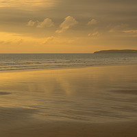 Buy canvas prints of Westward Ho! golden beach sunset in North Devon by Tony Twyman