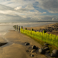 Buy canvas prints of Westward Ho! beach groynes in North Devon  by Tony Twyman