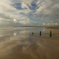 Buy canvas prints of Groynes leading out to sea on Westward Ho! beach by Tony Twyman